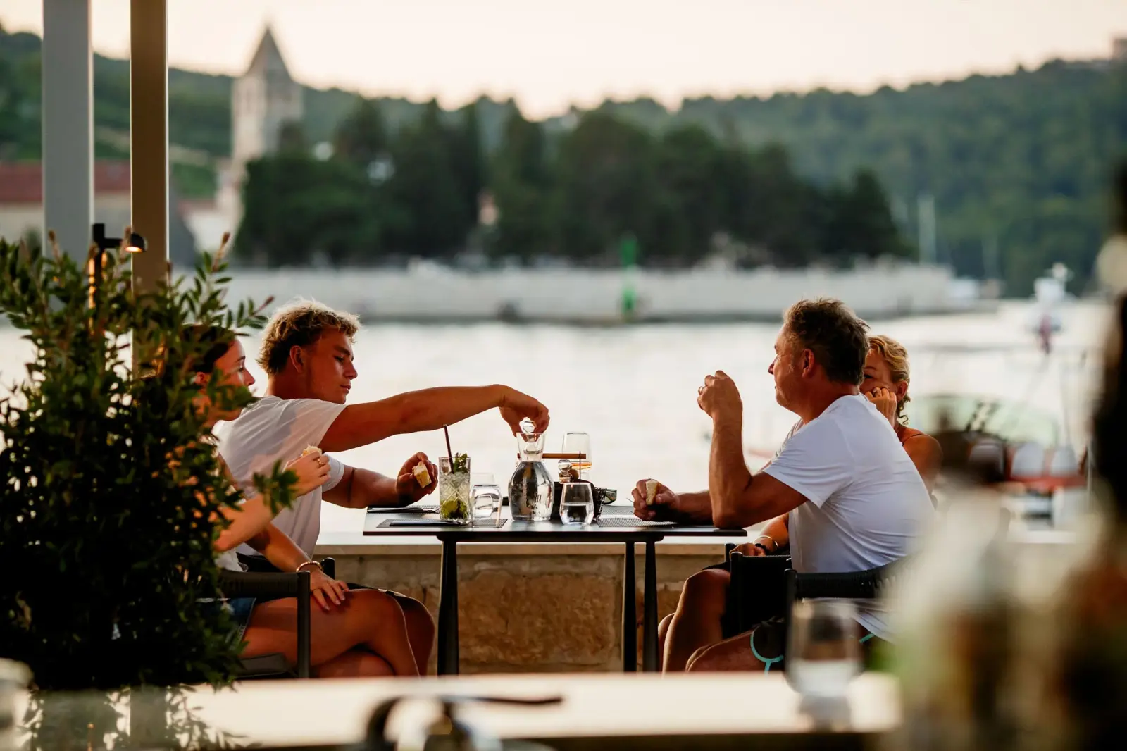 Enjoying wine with a sea view at Marshal Club Hotel Vis